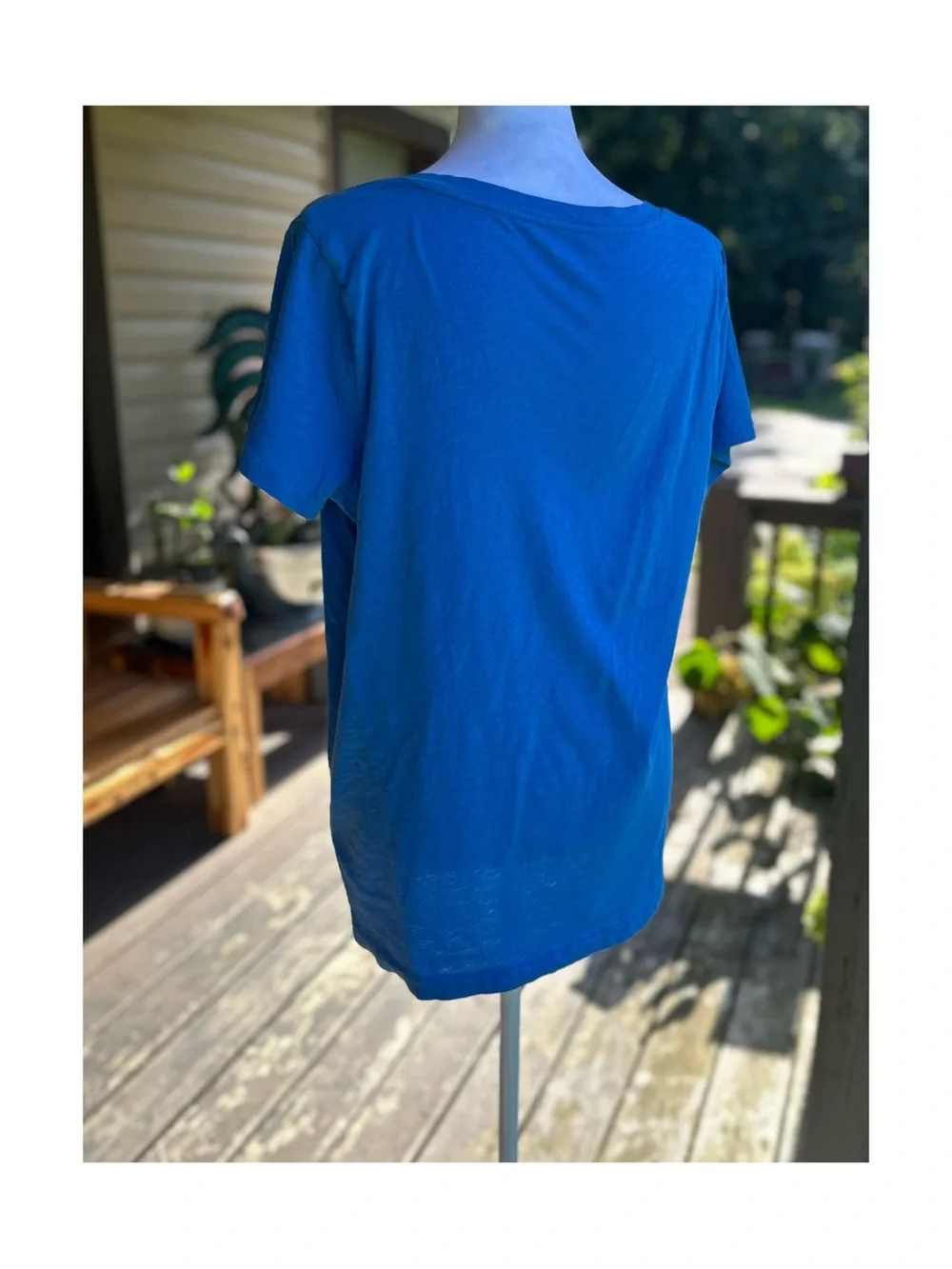 J. Crew Women’s Slub Cotton V-Neck Short Sleeve Tee in Blue Size XL